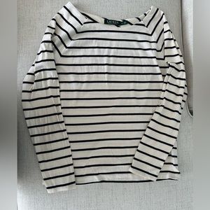Lauren Ralph Lauren boat neck striped long sleeve top. Size XL